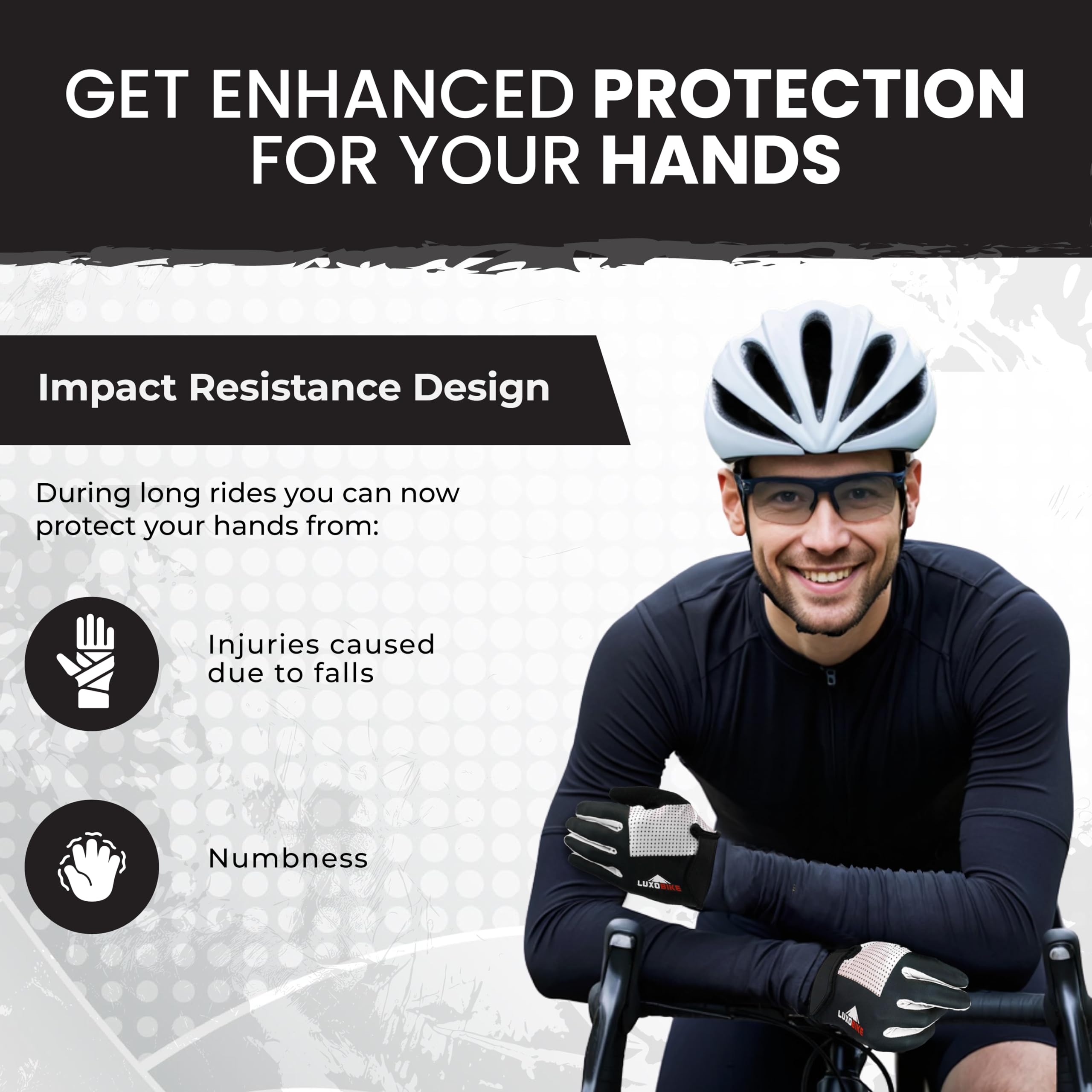 LuxoBike Bike Gloves for Men Women with Anti-Slip Shock-Absorbing Riding Pad, Light Weight Full Finger Cycling Gloves Touch Screen Breathable Mountain Biking Road Bicycle