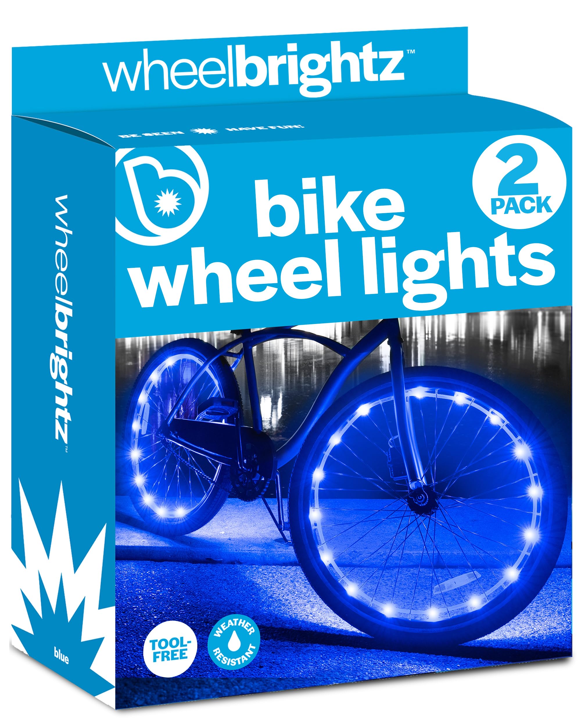 Brightz WheelBrightz 2-Pack LED Bike Wheel Lights - 2026 Edition with Superior Straps & LED-Weatherproof Shield! 14 Colors - Unmatched Durability, Visibility & 48+ Hours of Dazzling Illumination