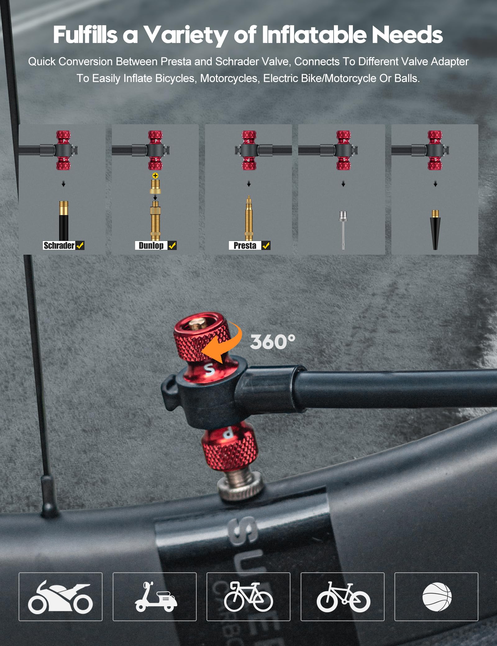 Tiakia Bike Pump with Gauge, High Pressure Bicycle Pump High Volume Portable Hand Air Pump Fit Presta, Schrader Valves Aluminum Bike Tire Pump for Mountain Road Bike, Strollers, Balls