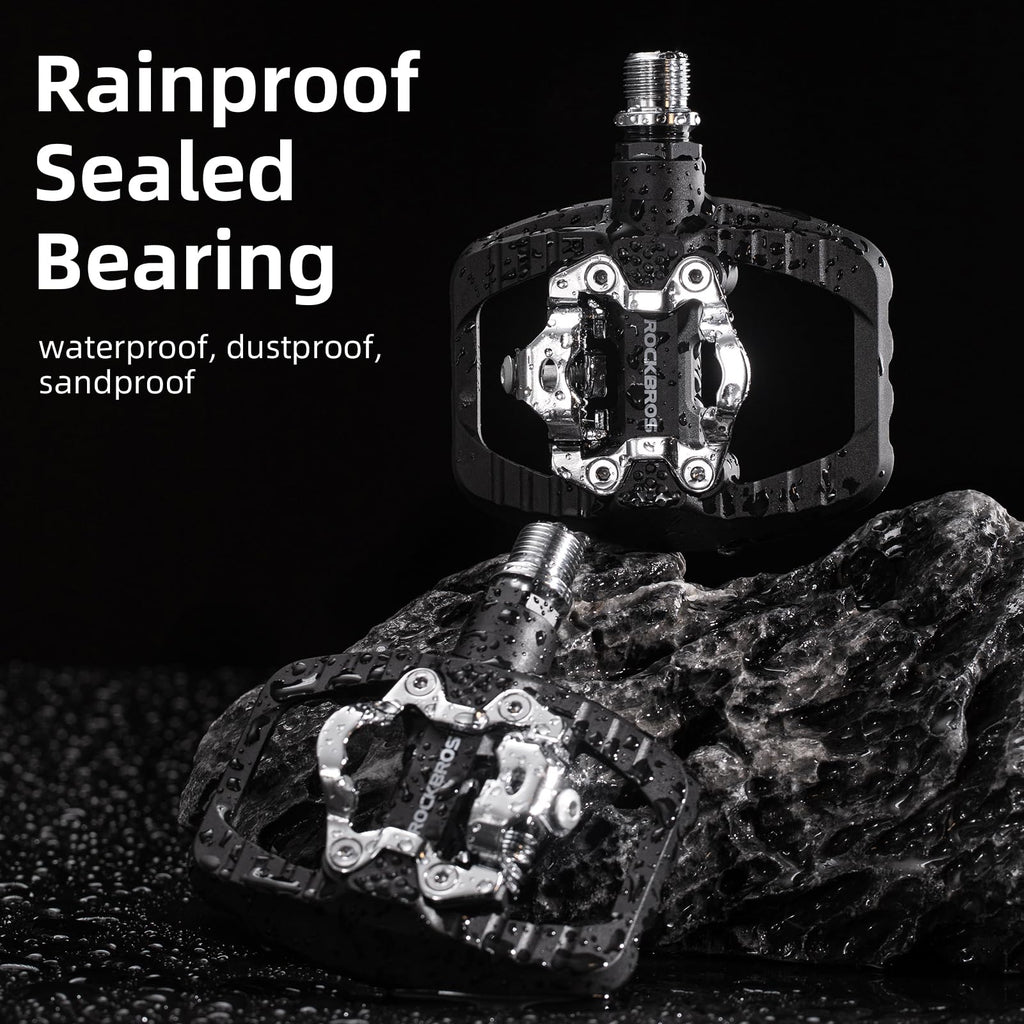 ROCKBROS SPD MTB Pedals Dual Function Clipless Flat Bike Pedals