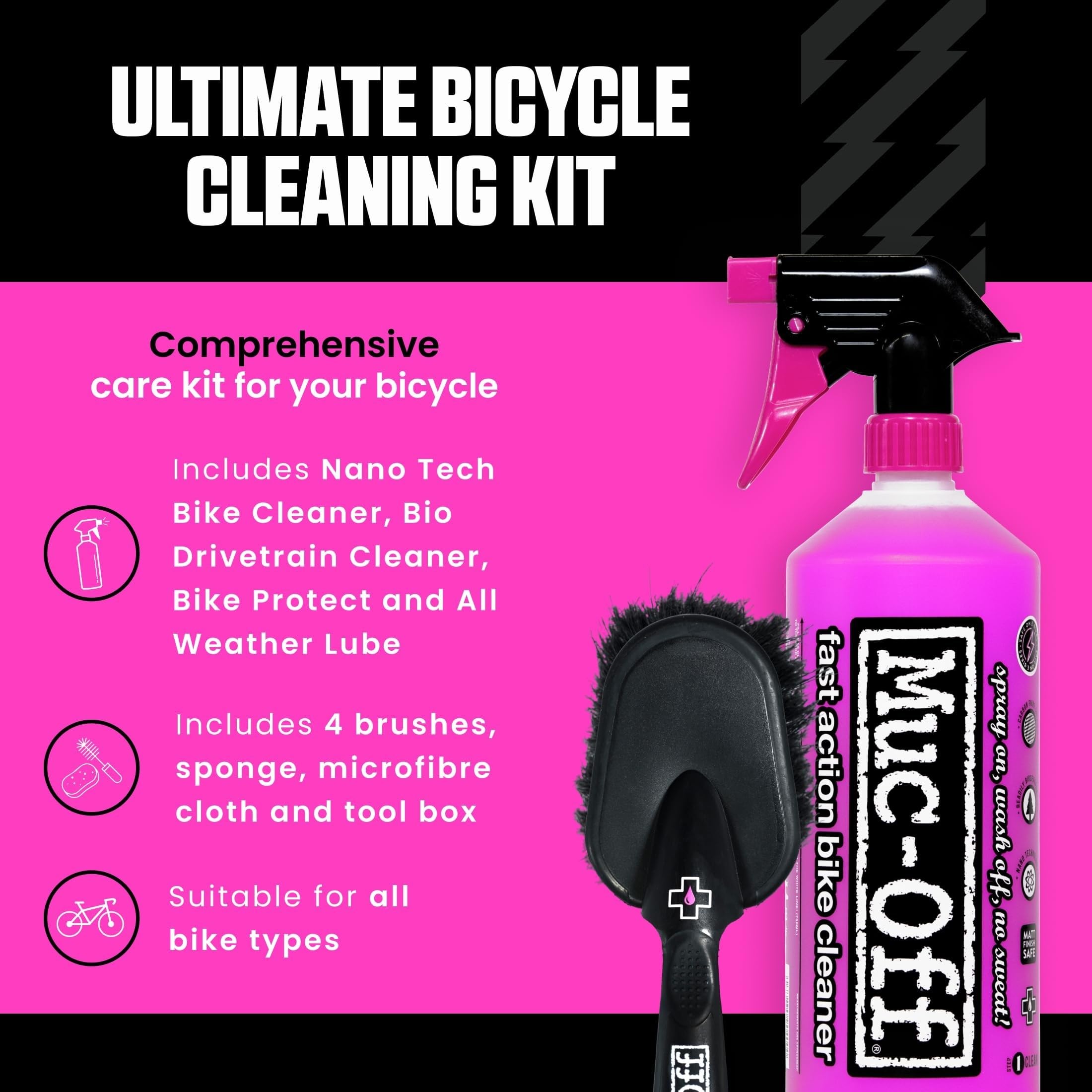 Muc Off Ultimate Bicycle Cleaning Kit - Must-Have Kit to Clean, Protect and Lube Your Bike - Includes Bike Cleaner, Bike Protect, Brushes and More