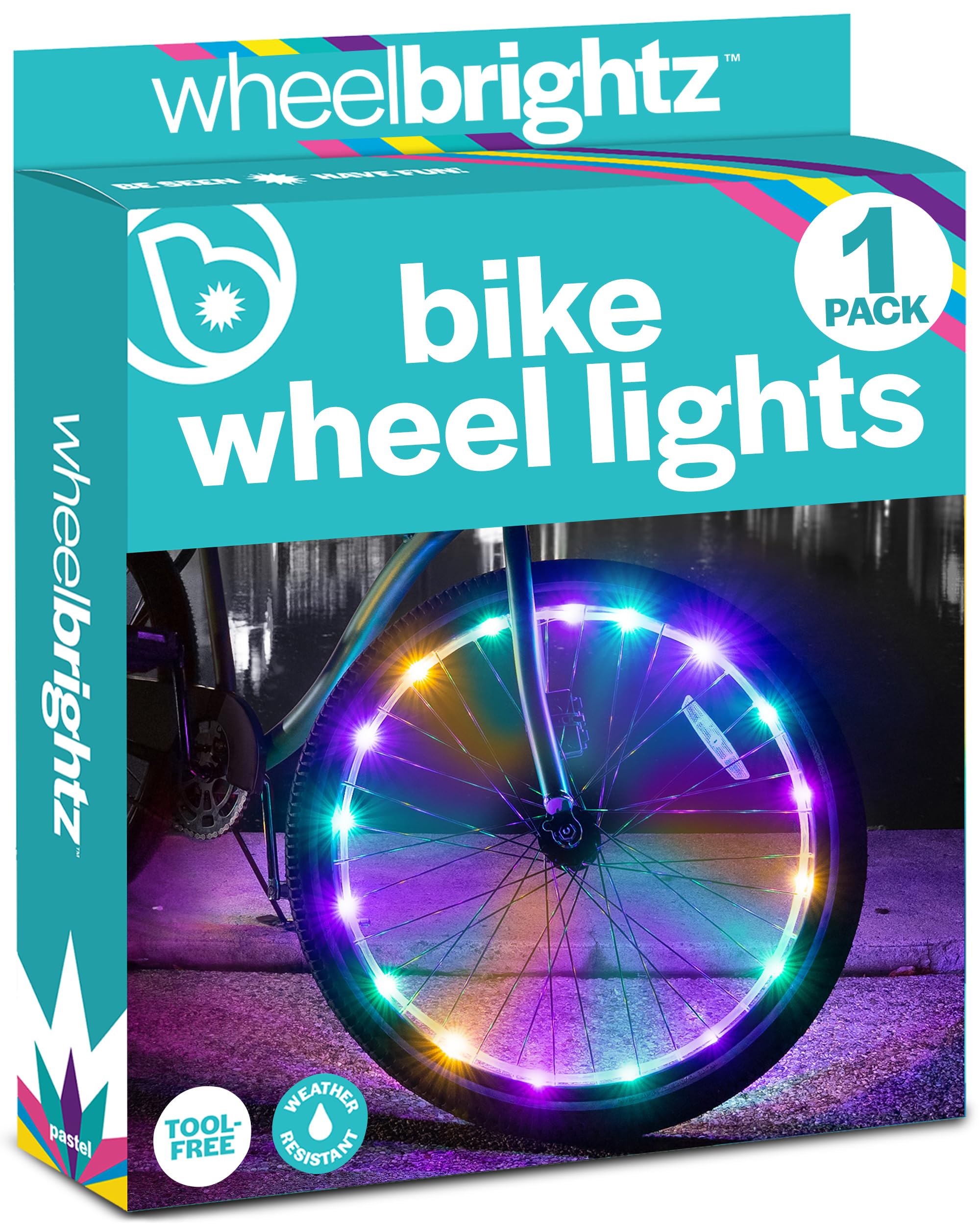 Brightz WheelBrightz 2-Pack LED Bike Wheel Lights - 2026 Edition with Superior Straps & LED-Weatherproof Shield! 14 Colors - Unmatched Durability, Visibility & 48+ Hours of Dazzling Illumination