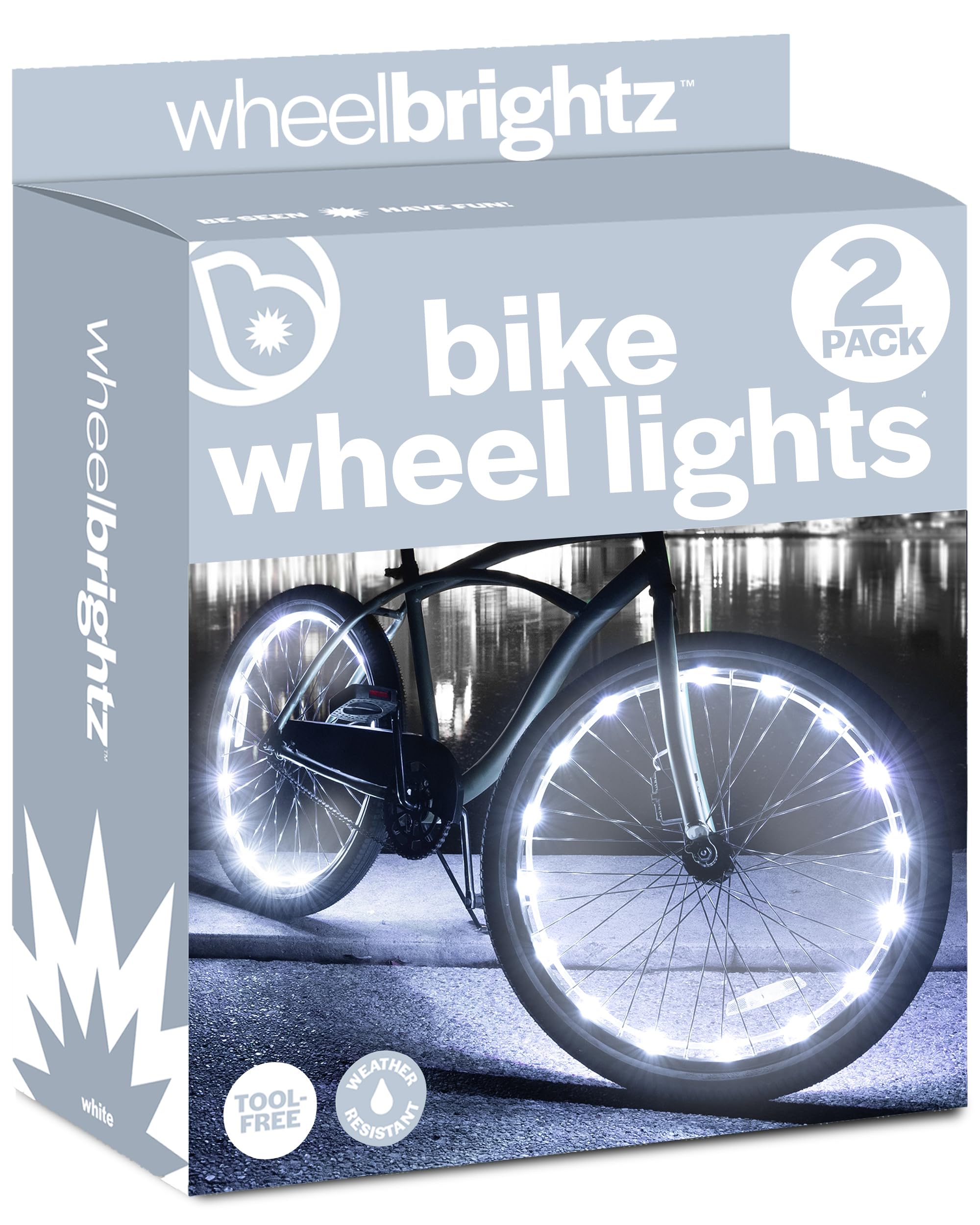 Brightz WheelBrightz 2-Pack LED Bike Wheel Lights - 2026 Edition with Superior Straps & LED-Weatherproof Shield! 14 Colors - Unmatched Durability, Visibility & 48+ Hours of Dazzling Illumination