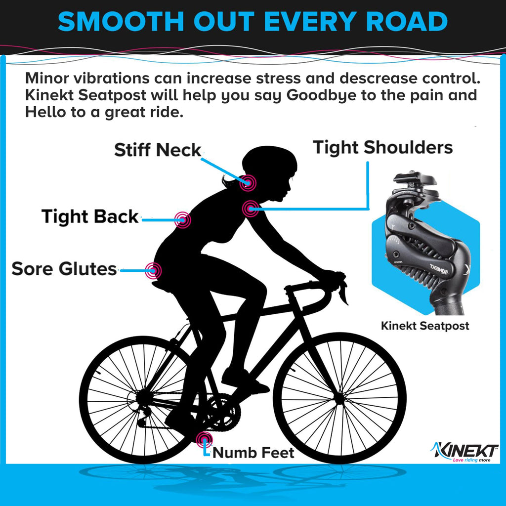 KINEKT Bike Suspension Seatpost, XR Lightweight Aluminum Alloy Seat Post for Road, Gravel & Electric Bikes, Rider Weight 80-320 Pounds, Measure Current Seat Post First for Proper Fit