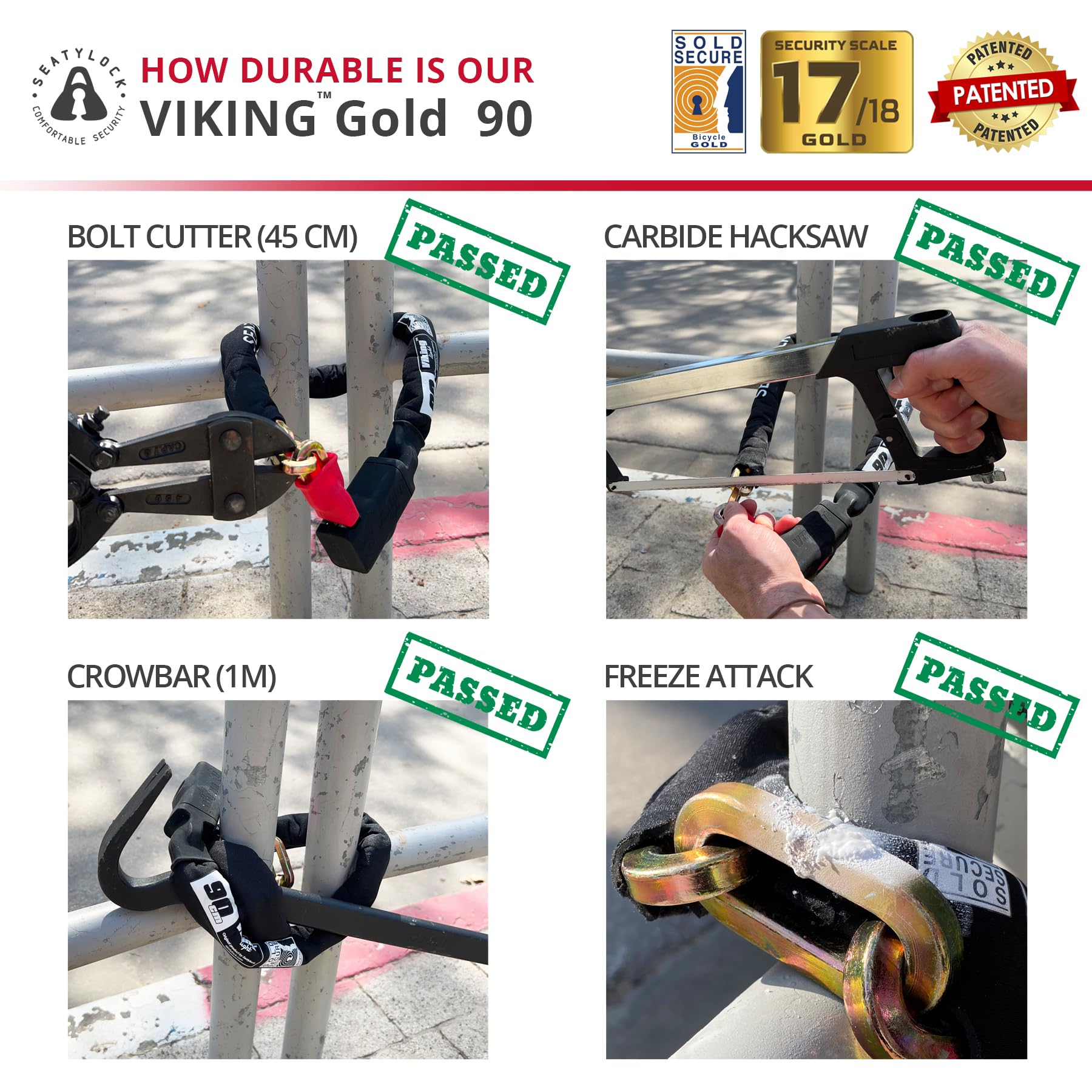 Seatylock Viking Sold Secure Magnetic Patented Robust Bike Chain Lock