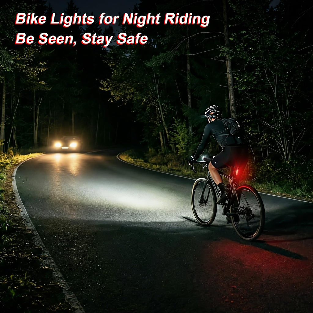 Ascher Ultra Bright USB Rechargeable Bike Light Set, Powerful Bicycle Front Headlight and Back Taillight, 4 Light Modes, Easy to Install for Men Women Kids Road Mountain Cycling