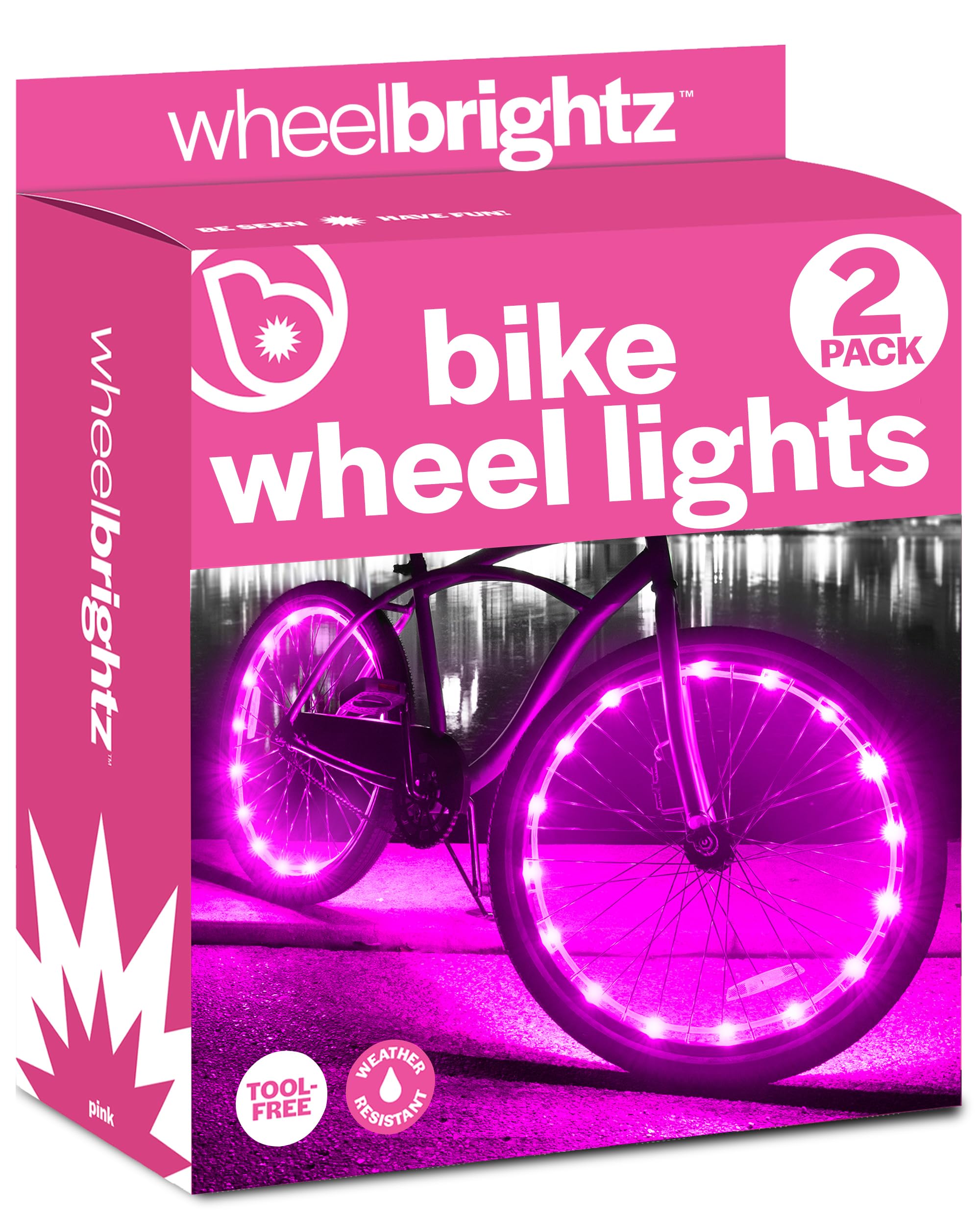 Brightz WheelBrightz 2-Pack LED Bike Wheel Lights - 2026 Edition with Superior Straps & LED-Weatherproof Shield! 14 Colors - Unmatched Durability, Visibility & 48+ Hours of Dazzling Illumination