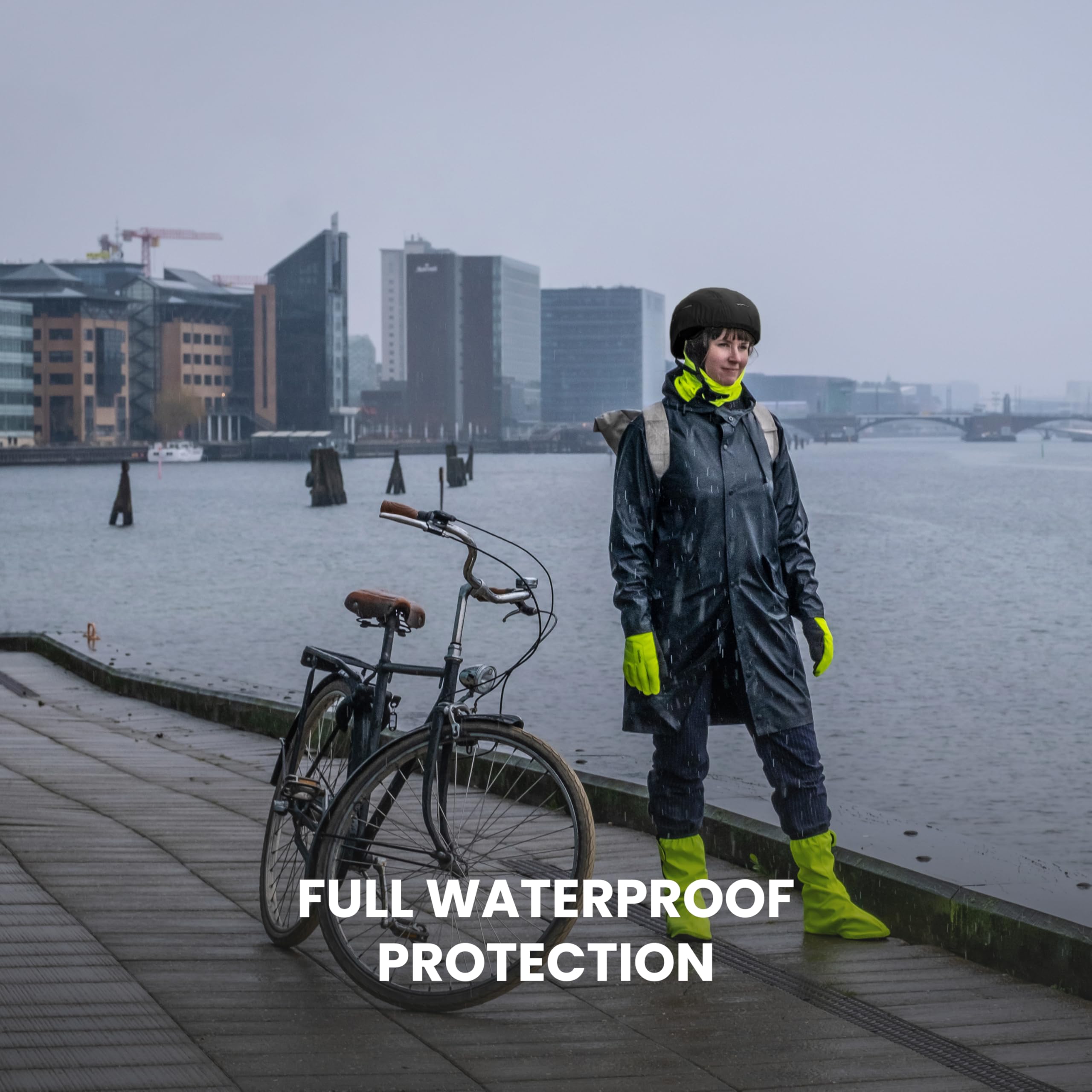 GripGrab Cycling Helmet Cover Waterproof High-Visibility Reflective Rain