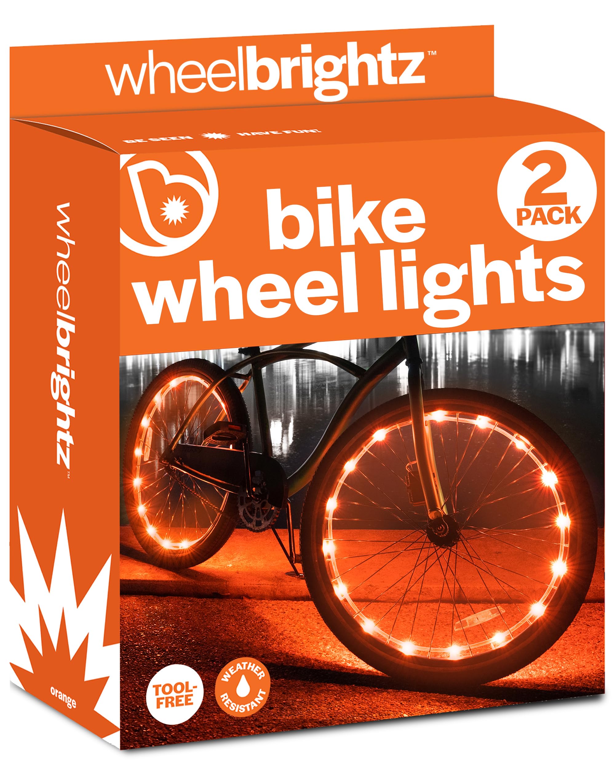 Brightz WheelBrightz 2-Pack LED Bike Wheel Lights - 2026 Edition with Superior Straps & LED-Weatherproof Shield! 14 Colors - Unmatched Durability, Visibility & 48+ Hours of Dazzling Illumination
