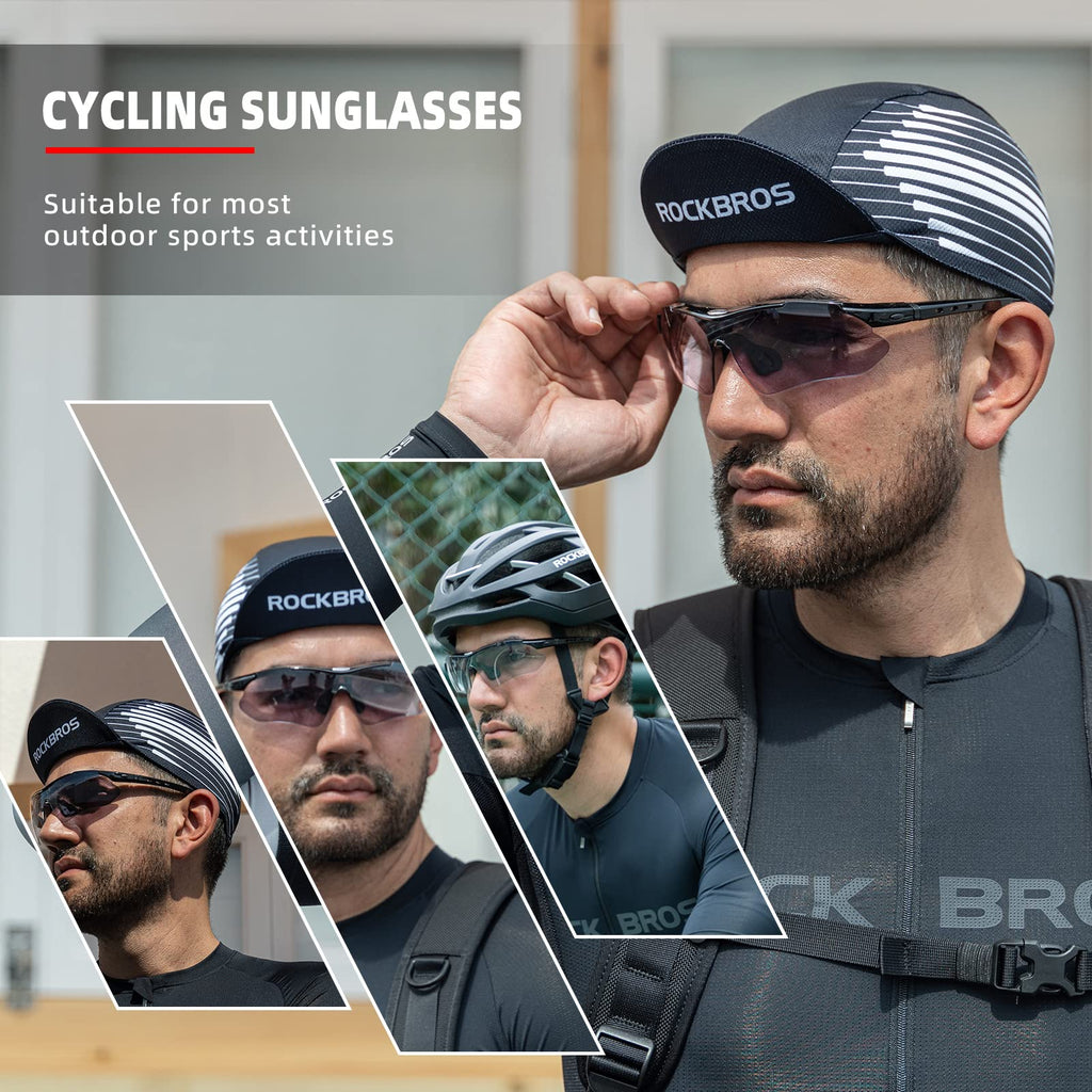 ROCKBROS Photochromic Sports Sunglasses Mens Cycling Pickleball Glasses