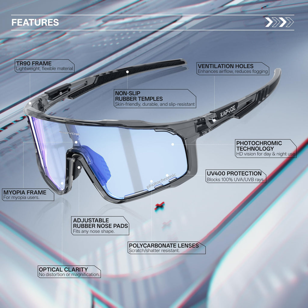 KAPVOE Photochromic Cycling Sunglasses for Men and Women K76
