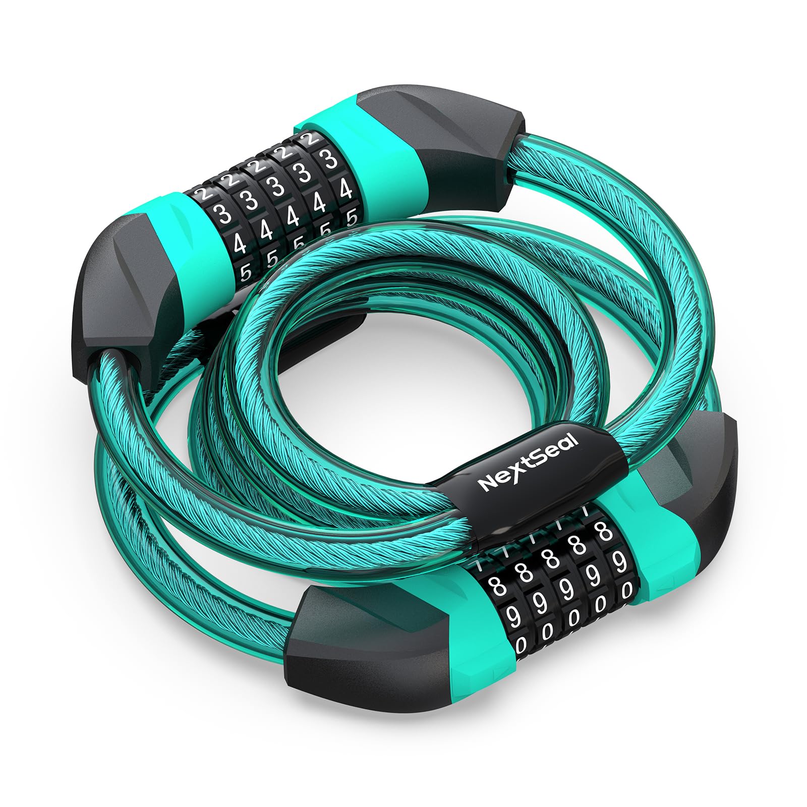 NextSeal Electric Scooter Lock, Bike Lock with 5-Digit Combination, 12MM Dual Cable Locks, Security 41.3inch Feet Bicycle Lock Anti Theft for Scooter, Bicycle, E-Bike, Electric Scooter Accessories