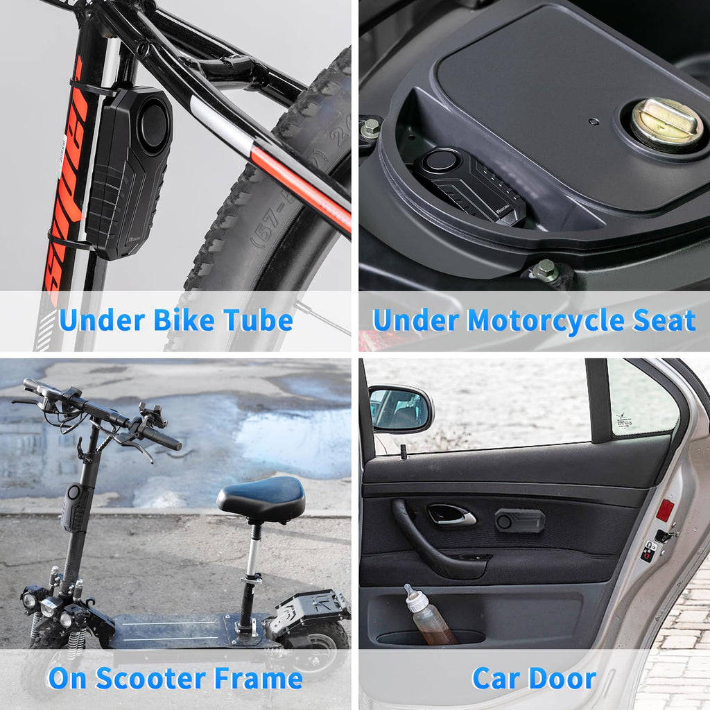 WSDCAM Bike Alarm with Remote 2 Pack, 113dB Wireless Anti-Theft Vibration Motorcycle Bicycle Alarm Vehicle Security Alarm System