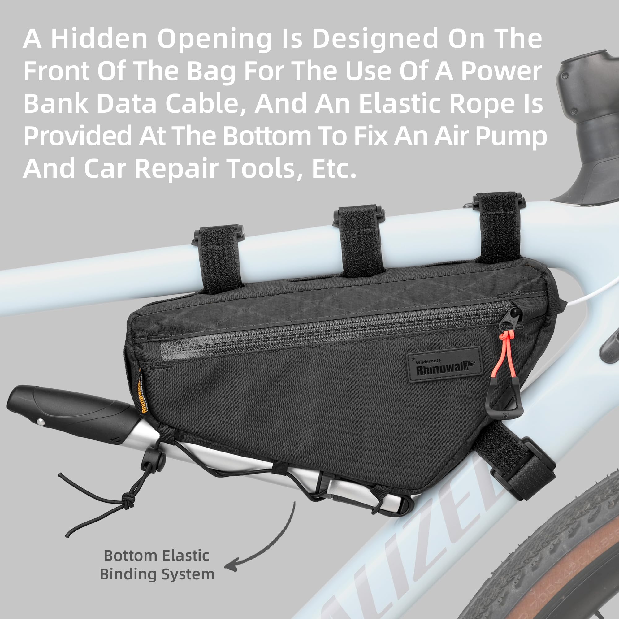 abamita Bike Frame Bag Bike Triangle Bag Bicycle Pouch Under Tube Bag 1.7L with Dual Side Mesh Pockets for MTB Road Bike Cycling Commuting and Outdoor Adventures