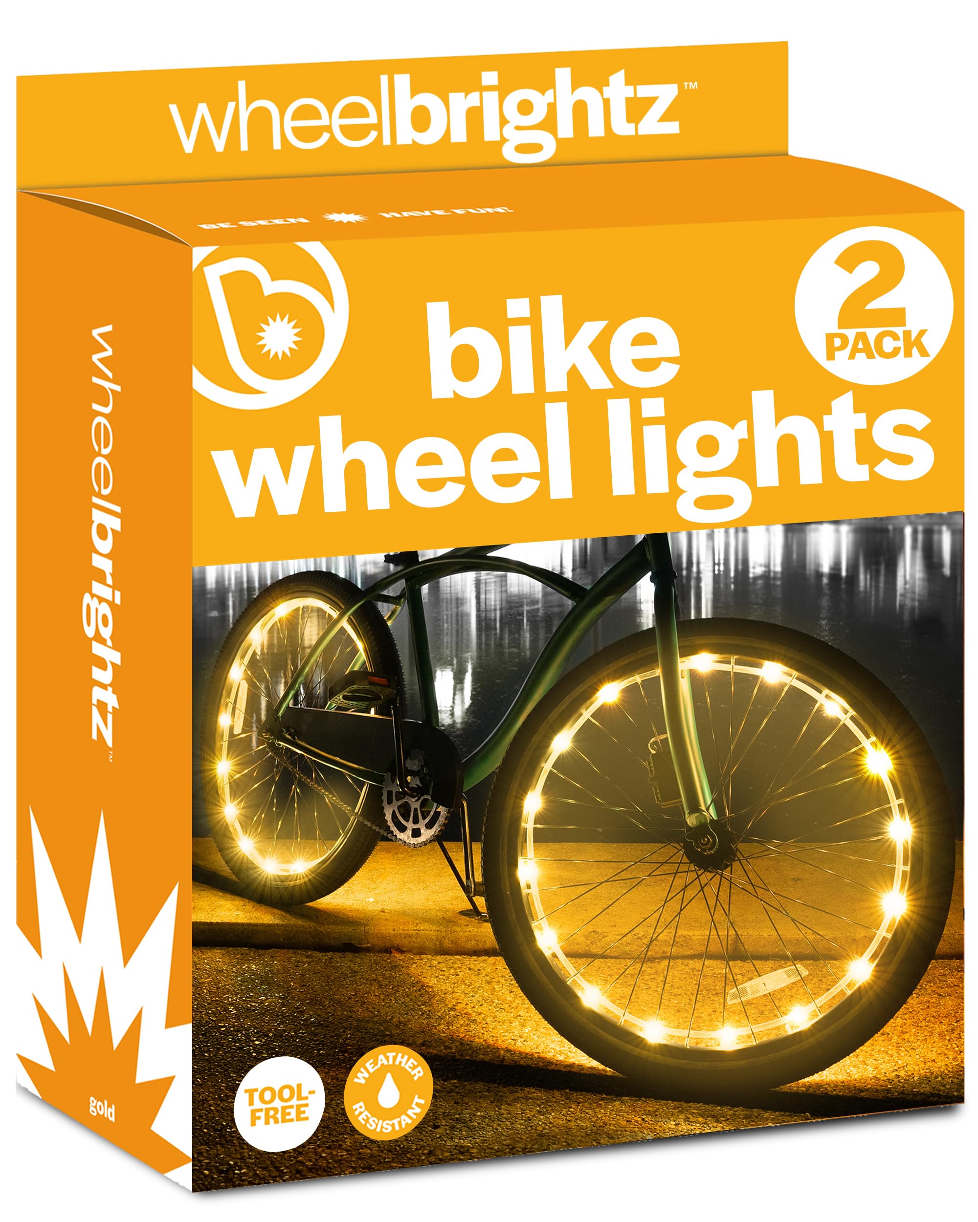 Brightz WheelBrightz 2-Pack LED Bike Wheel Lights - 2026 Edition with Superior Straps & LED-Weatherproof Shield! 14 Colors - Unmatched Durability, Visibility & 48+ Hours of Dazzling Illumination