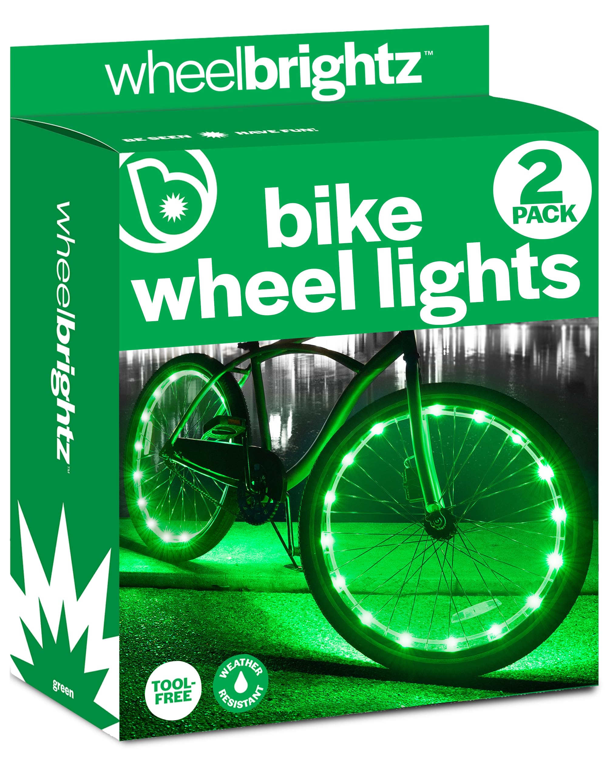 Brightz WheelBrightz 2-Pack LED Bike Wheel Lights - 2026 Edition with Superior Straps & LED-Weatherproof Shield! 14 Colors - Unmatched Durability, Visibility & 48+ Hours of Dazzling Illumination
