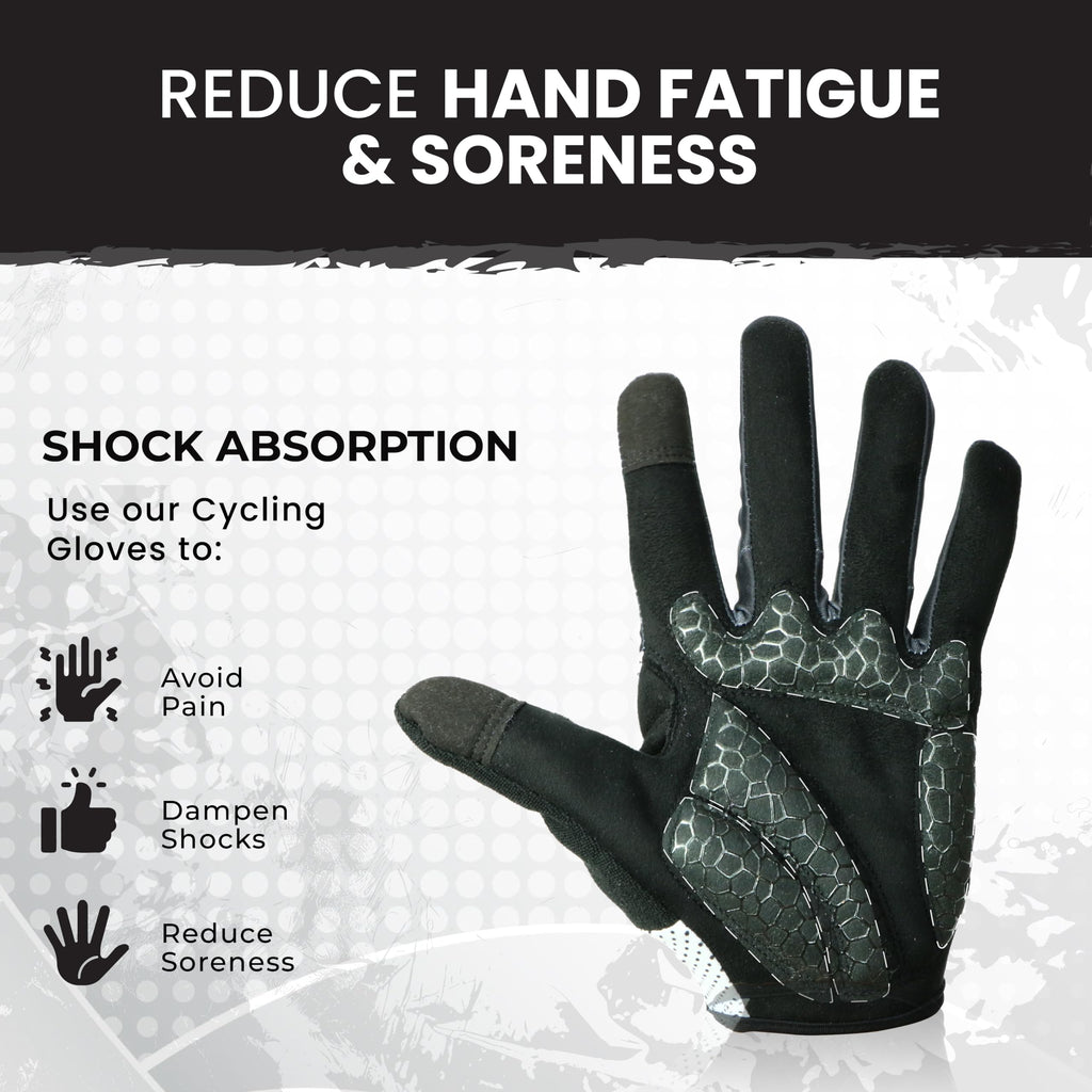 LuxoBike Bike Gloves for Men Women with Anti-Slip Shock-Absorbing Riding Pad, Light Weight Full Finger Cycling Gloves Touch Screen Breathable Mountain Biking Road Bicycle