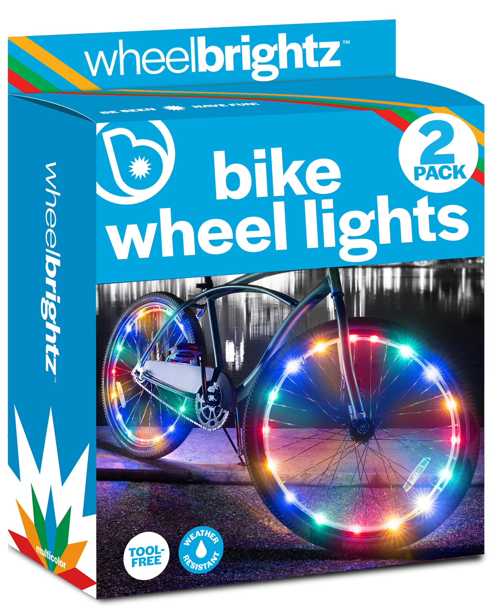 Brightz WheelBrightz 2-Pack LED Bike Wheel Lights - 2026 Edition with Superior Straps & LED-Weatherproof Shield! 14 Colors - Unmatched Durability, Visibility & 48+ Hours of Dazzling Illumination