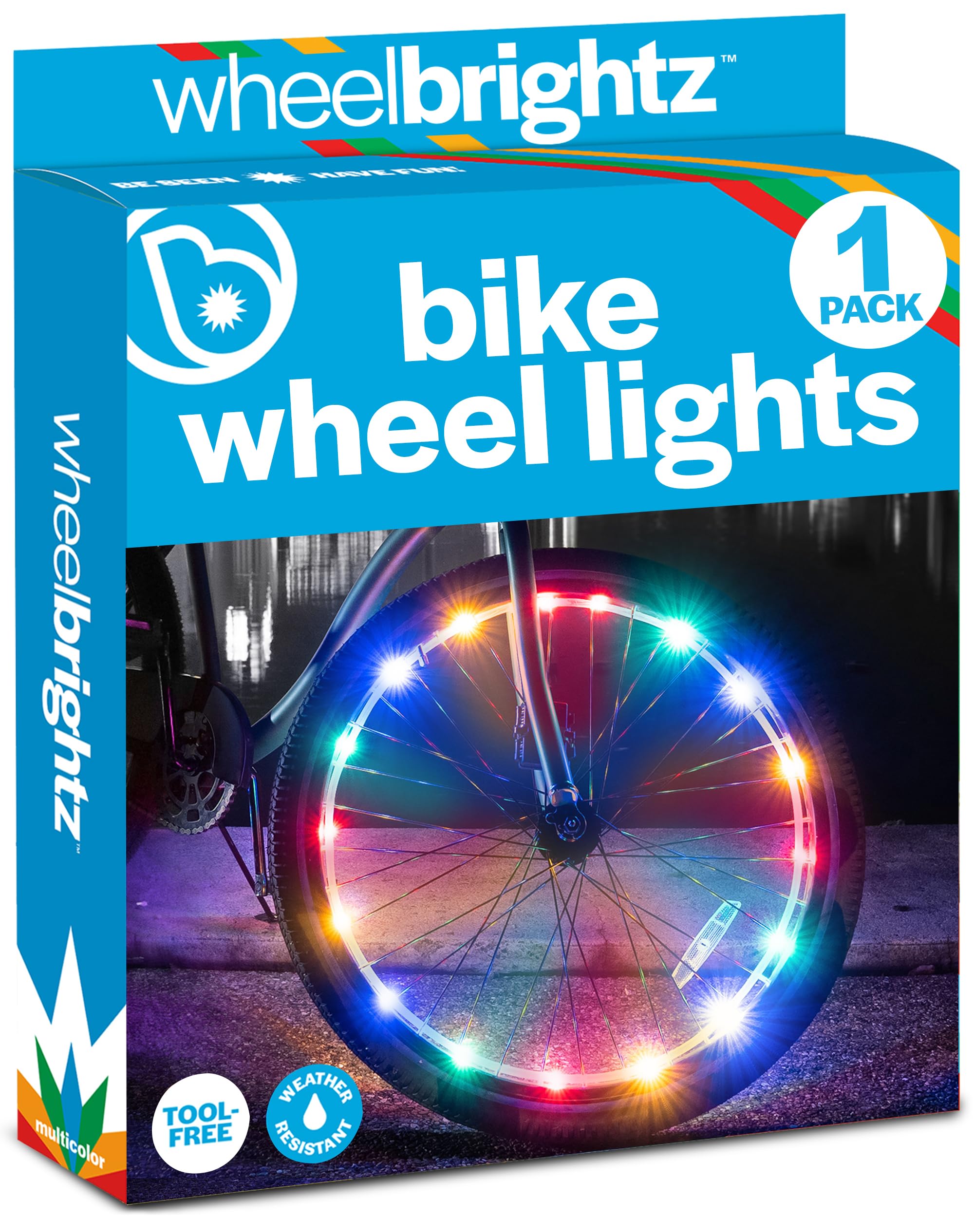 Brightz WheelBrightz 2-Pack LED Bike Wheel Lights - 2026 Edition with Superior Straps & LED-Weatherproof Shield! 14 Colors - Unmatched Durability, Visibility & 48+ Hours of Dazzling Illumination