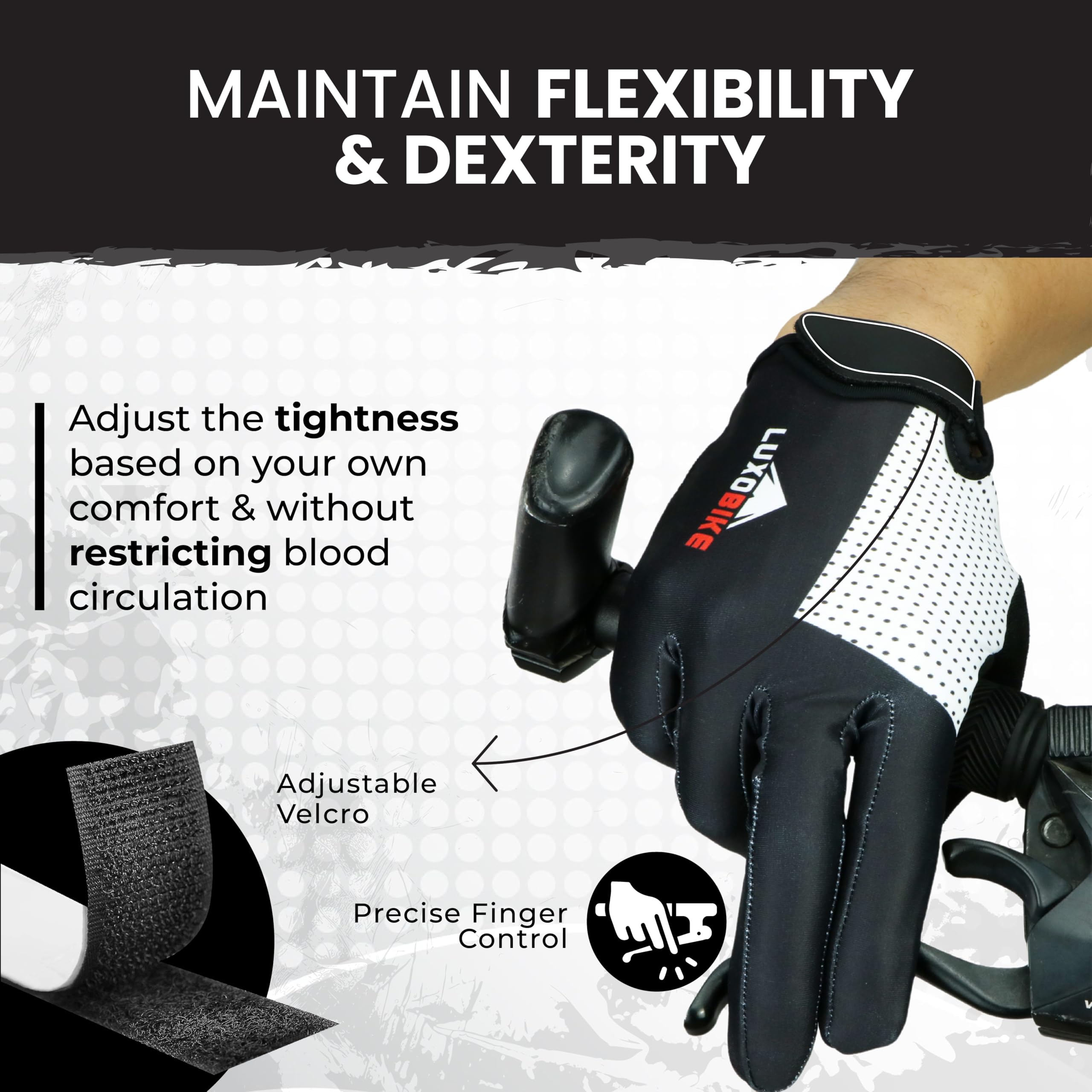 LuxoBike Bike Gloves for Men Women with Anti-Slip Shock-Absorbing Riding Pad, Light Weight Full Finger Cycling Gloves Touch Screen Breathable Mountain Biking Road Bicycle