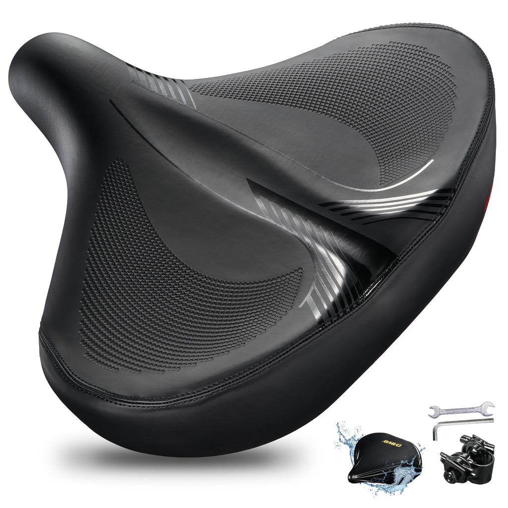 DAWAY C40 Ultra Comfortable Oversized Bike Seat - Memory Foam Padded, Extra Wide Bicycle Saddle, Ergonomic Replacement Cushion for Men Women - Fits for Peloton, Cruiser, Mountain, Road, Exercise Bikes