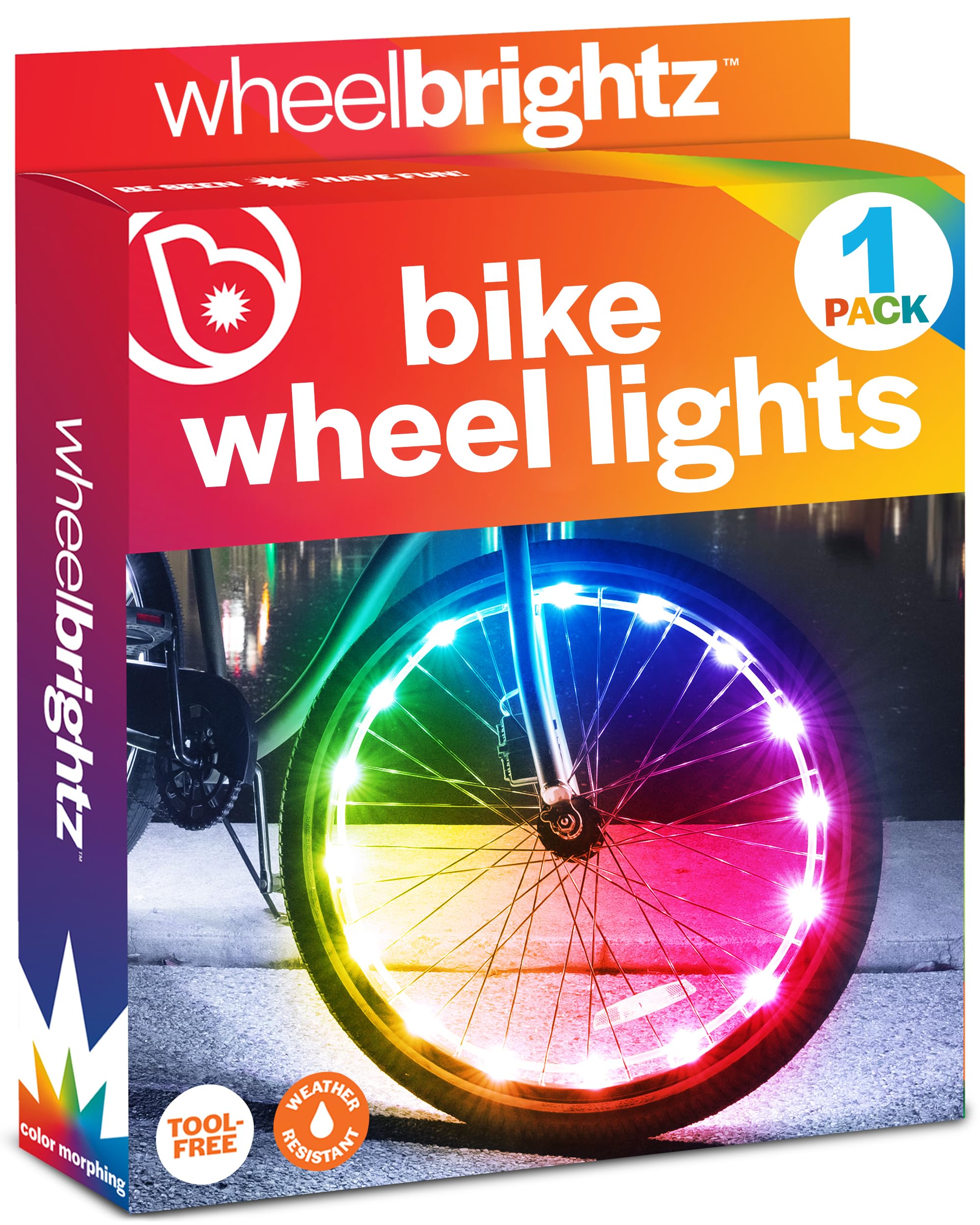 Brightz WheelBrightz 2-Pack LED Bike Wheel Lights - 2026 Edition with Superior Straps & LED-Weatherproof Shield! 14 Colors - Unmatched Durability, Visibility & 48+ Hours of Dazzling Illumination