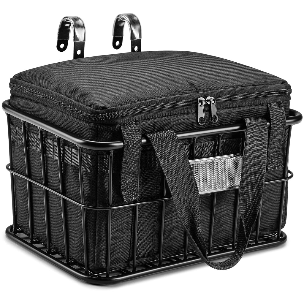 CDYWD Bike Basket Front with Removable Liner Bag, Large Bicycle Front Basket for Men Women, Heavy Duty Metal Bike Cargo Basket for Adult Bikes, Ebike, Electric Bike, Mountain Bike, City Bike, Cruiser