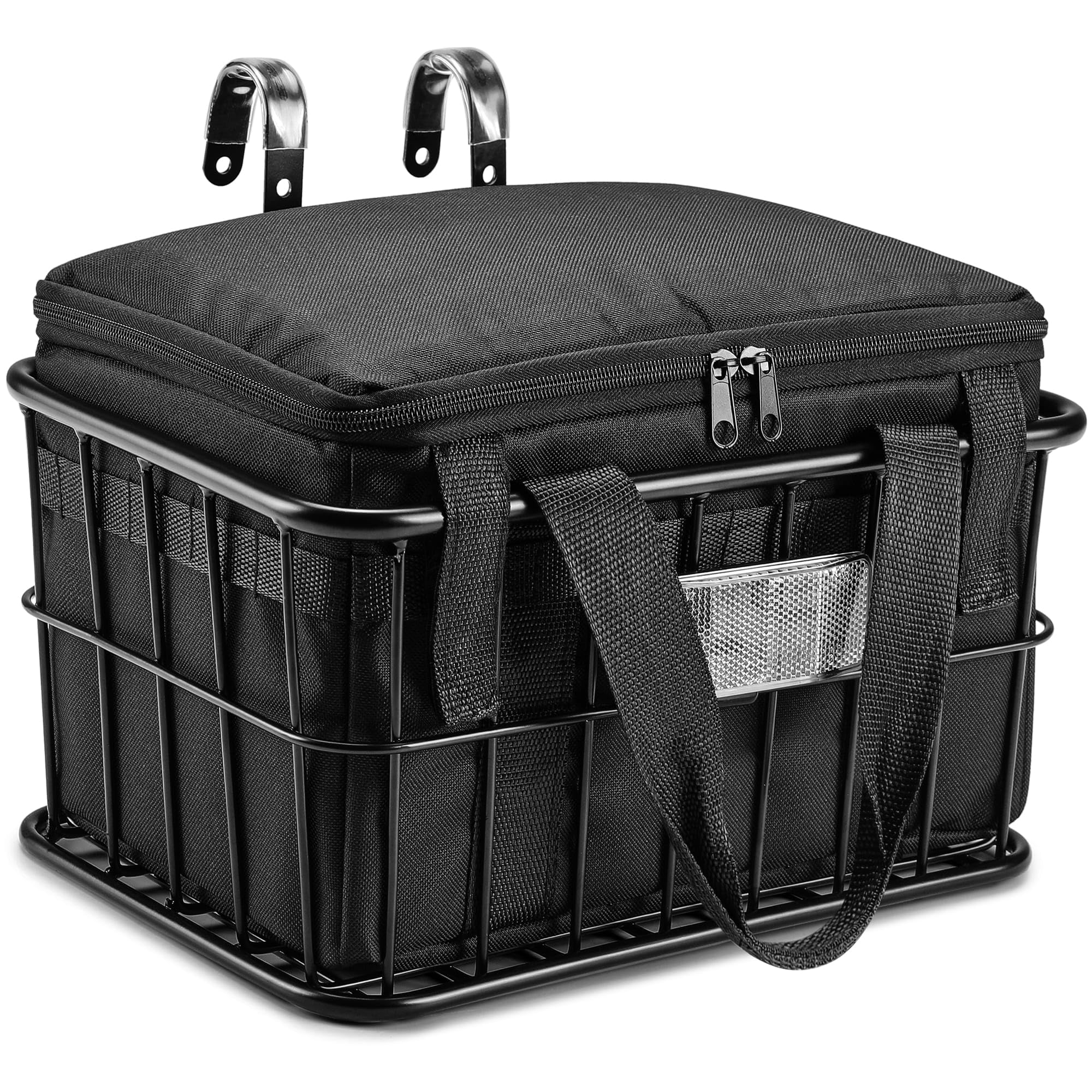 CDYWD Bike Basket Front with Removable Liner Bag, Large Bicycle Front Basket for Men Women, Heavy Duty Metal Bike Cargo Basket for Adult Bikes, Ebike, Electric Bike, Mountain Bike, City Bike, Cruiser
