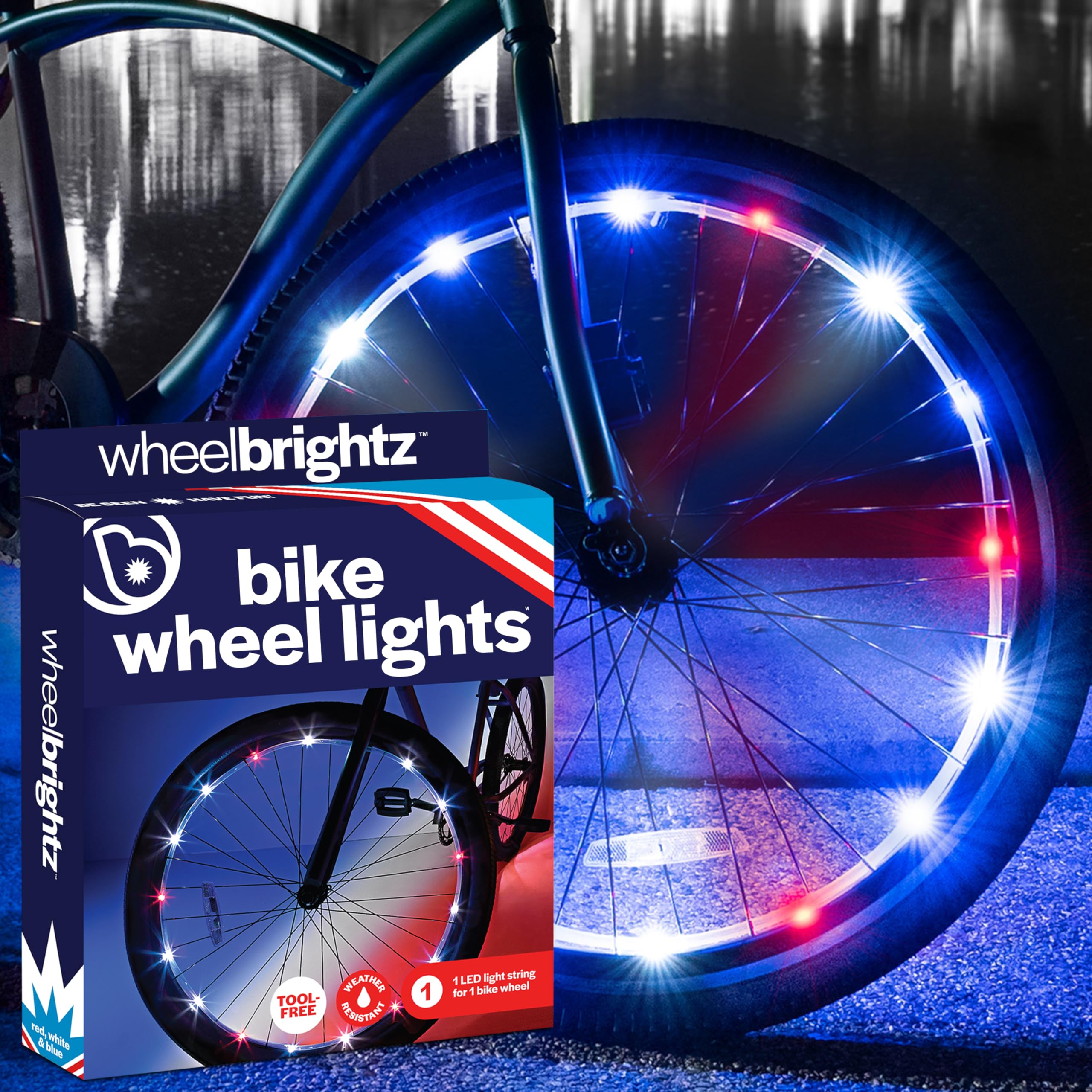Brightz WheelBrightz 2-Pack LED Bike Wheel Lights - 2026 Edition with Superior Straps & LED-Weatherproof Shield! 14 Colors - Unmatched Durability, Visibility & 48+ Hours of Dazzling Illumination
